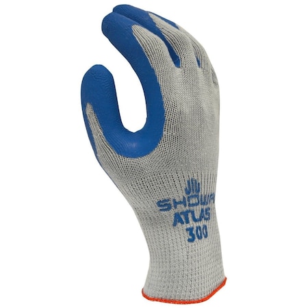 Showa Latex Coated Gloves, Rough, Palm, Blue, S 12 PK 300S-07